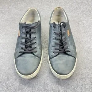 Ecco | Shoes | Ecco Soft 7 Mens Sneakers Blue Leather Size  display picture 3